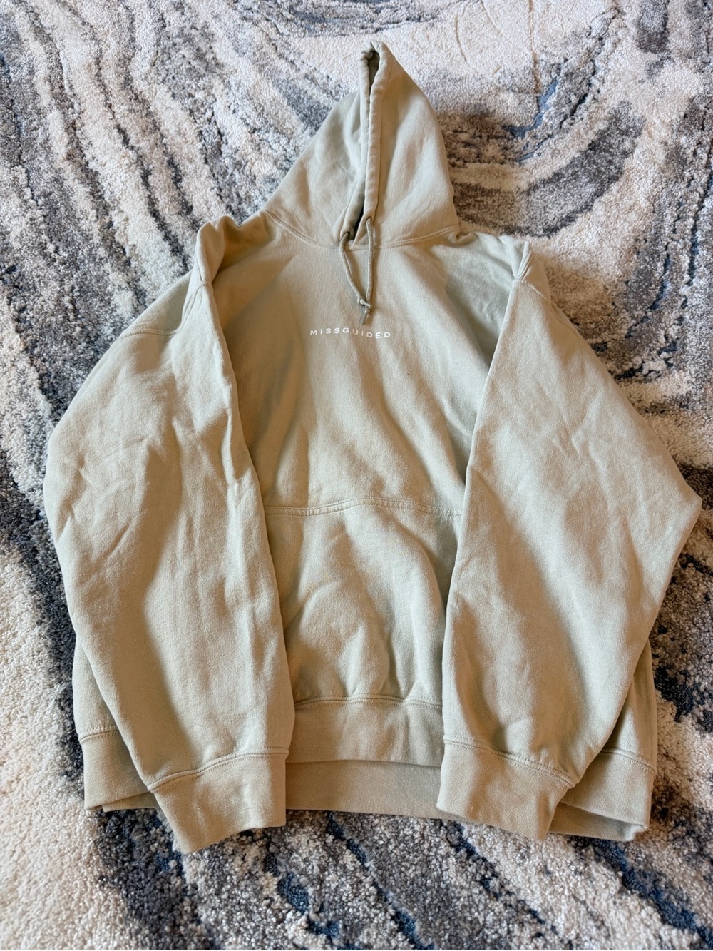 Missguided Cream Oversized Logo Hoodie